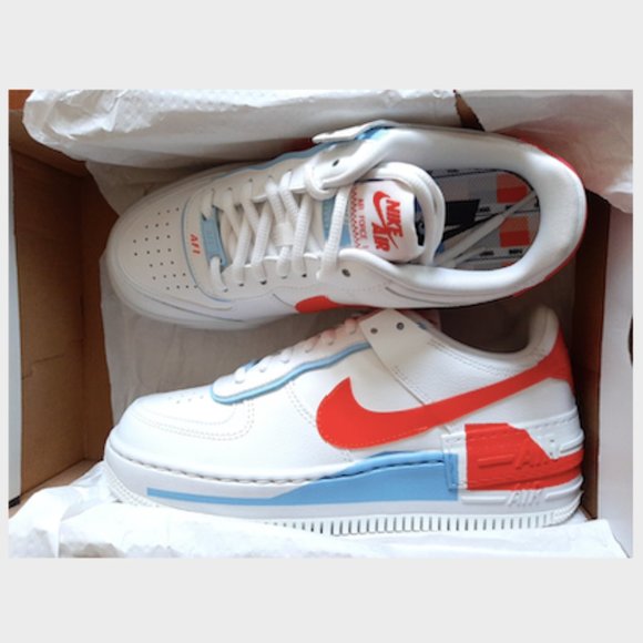 Nike AF1 Shadow SE Summit White/Team Orange/Psychic Blue - Picture 1 of 3